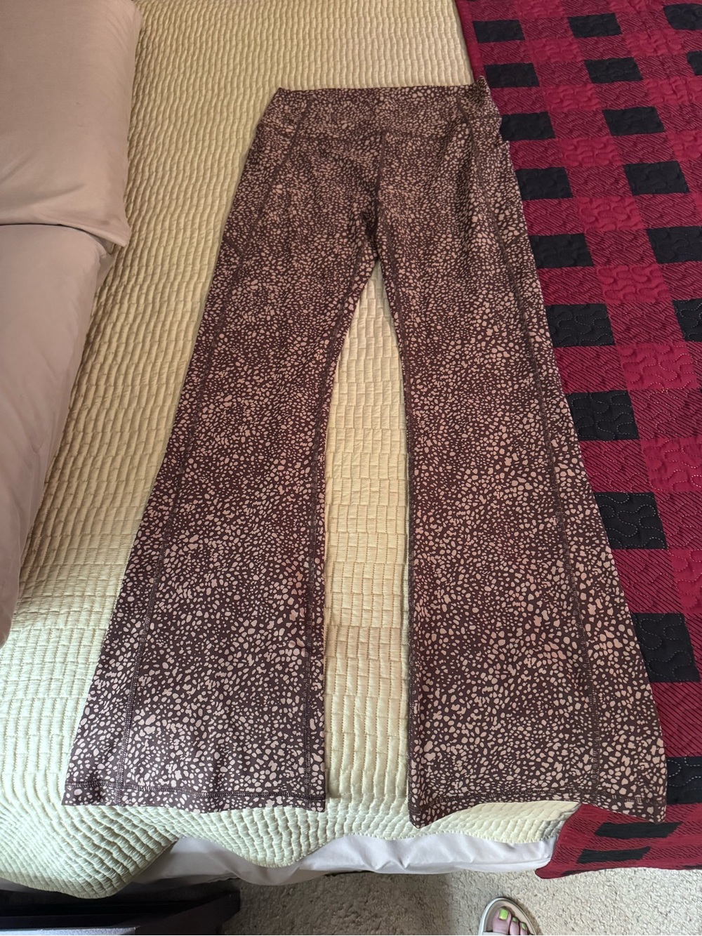 Fabletics Brown Printed Flared Wide-Leg Pants